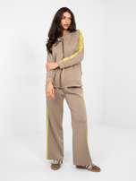 Ciemnobeżowy damski komplet z rozpinaną bluzą RUE PARIS 