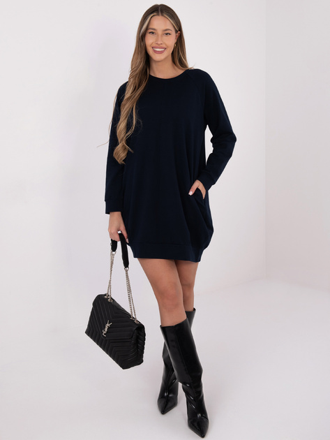 Granatowa dresowa sukienka z kieszeniami BASIC FEEL GOOD 