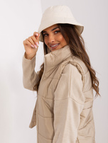 Hurtownia Jasnobeżowy kapelusz bucket hat z pikowaniem