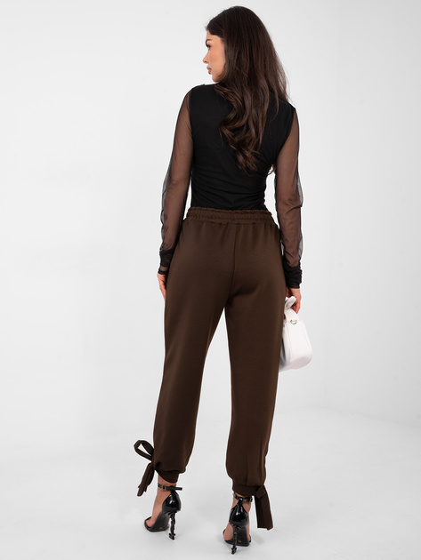Czekoladowe dresowe spodnie z wiązanymi nogawkami