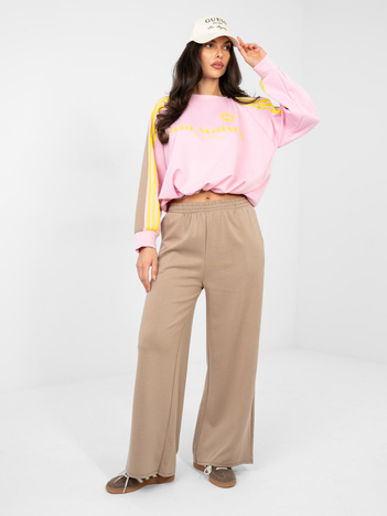 Beżowo-różowy komplet ze ściągaczem na bluzie RUE PARIS  