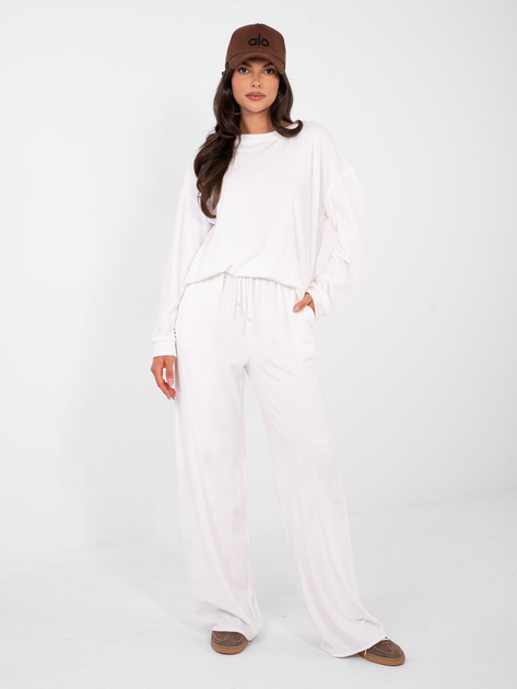 Ecru welurowy komplet z bluzą bez kaptura