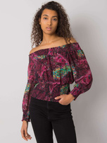 Fioletowa bluzka hiszpanka we wzory Cornwall