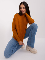 Hurt Jasnobrązowy sweter asymetryczny z wełną