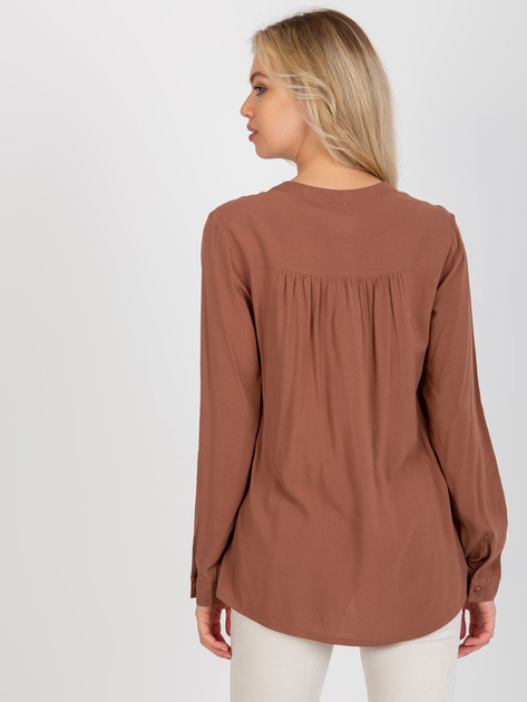 Hurt Brązowa luźna bluzka damska z wiskozy SUBLEVEL