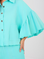 Turkusowa jeansowa kurtka od kompletu RUE PARIS 