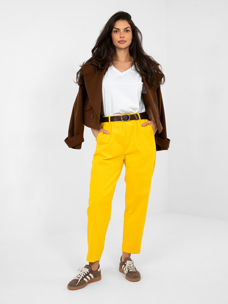 Żółte sztruksowe spodnie z kieszeniami