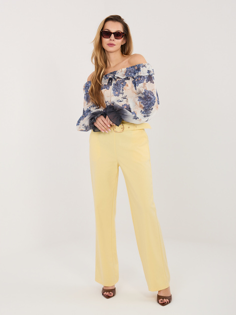 Jasnożółte garniturowe spodnie z wysokim stanem RUE PARIS