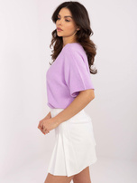 Hurt Liliowy dwustronny sweter o kroju oversize 