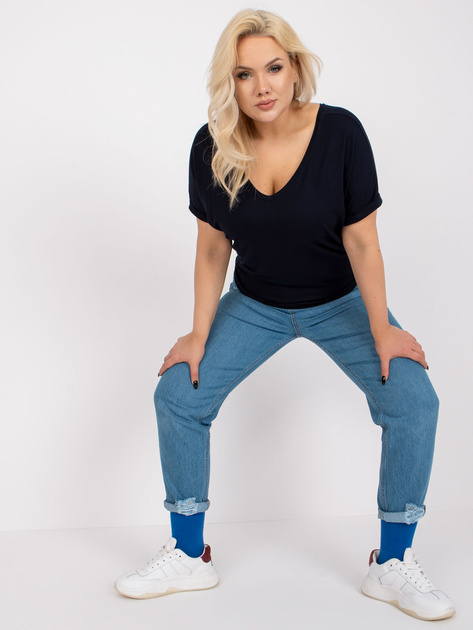 Granatowa wiskozowa bluzka plus size z krótkim rękawem Dina