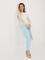 Jasnoniebieskie damskie spodnie cigarette z sztruksu