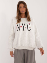 Hurt Jasnoszara melanżowa bluza bez kaptura ze ściągaczami