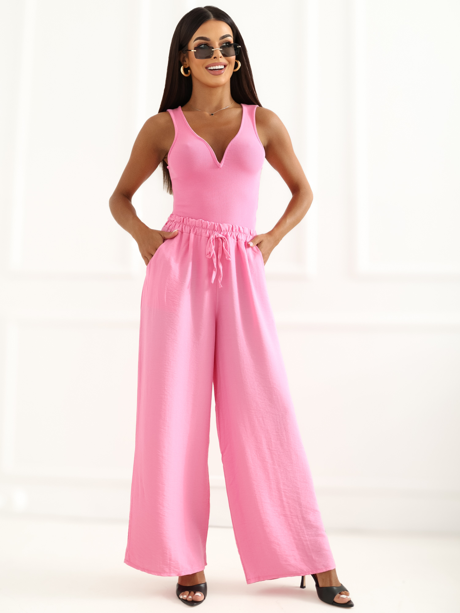 Großhandel Rosa gestreifte Basic-Bodys aus Baumwolle