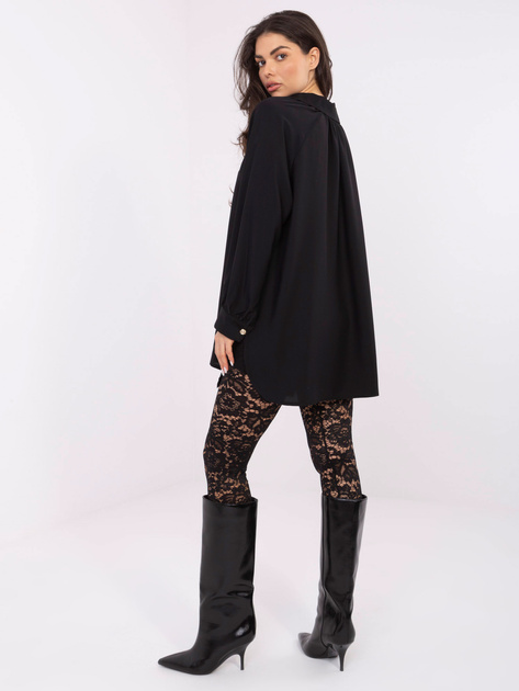 Czarna elegancka koszula oversize z rozcięciami