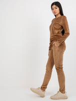 Hurt Camelowy komplet welurowy ze spodniami Clarisa RUE PARIS