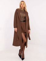 Hurt Camelowo-czarna dopasowana bluzka w panterkę