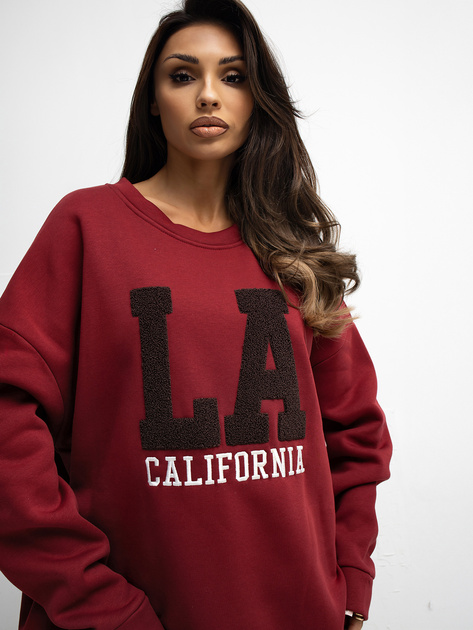 Bordowa ocieplana bluza z napisem LA RUE PARIS