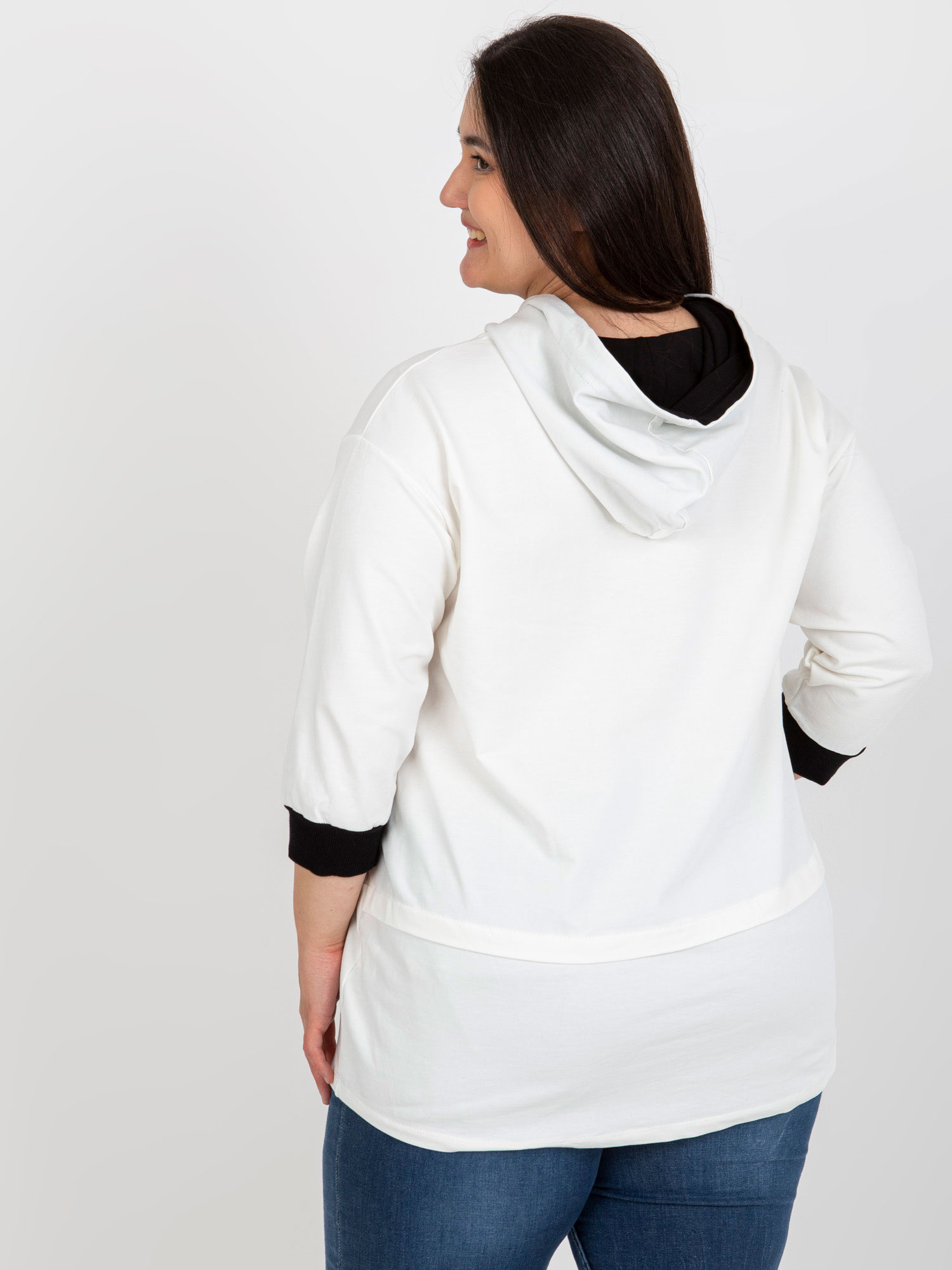 Ecru damska bluza plus size z bawełny