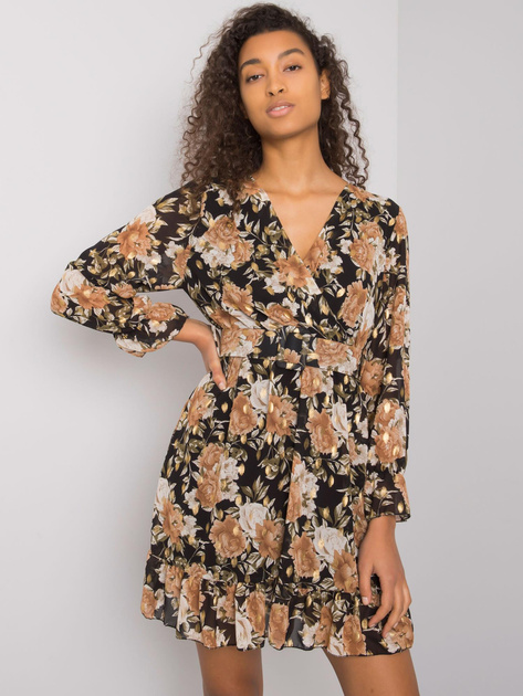 Czarno-beżowa sukienka z falbaną Alisia