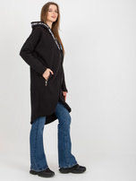 Hurt Czarna dresowa długa bluza rozpinana z kapturem 