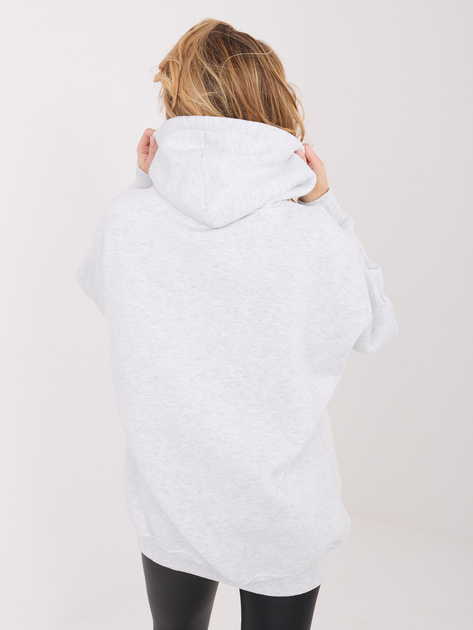 Jasnoszara damska bluza oversize z ociepleniem