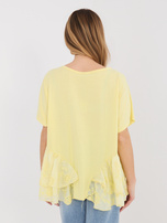 Jasnożółta rozkloszowana bluzka z haftem 
