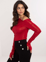 Hurt Czerwona połyskująca bluzka na jedno ramię