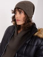 Hurtownia Khaki zimowa czapka z aplikacją