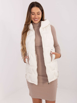 Ecru puchowa kamizelka z suwakami 