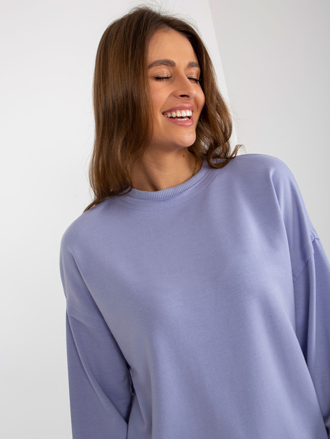 Hurt Jasnofioletowa luźna bluza bez kaptura z rozcięciami