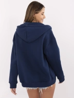 Navy blue zip-up oversized hoodie.