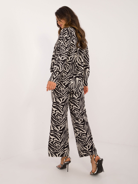 Hurt Ecru-czarny casualowy komplet w zebrę ze spodniami