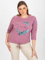Hurt Brudnoróżowa bluzka plus size z aplikacją z dżetów