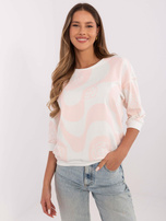 Hurt Jasnoróżowo-ecru bawełniana bluzka z rękawem 3/4