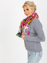 Hurtownia Biało-fioletowa bawełniana chusta w kwiaty 