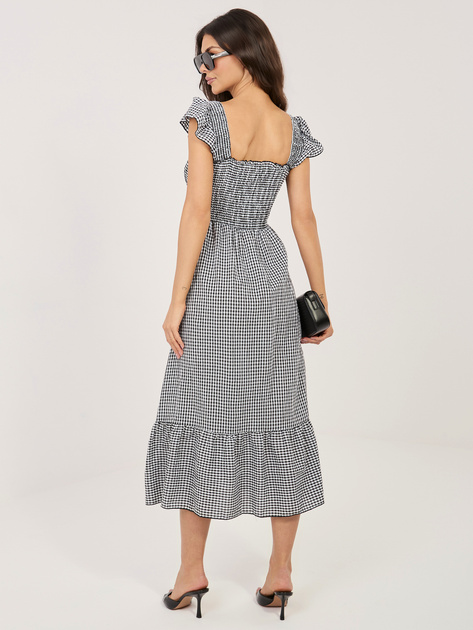 Czarna midi sukienka w kratkę