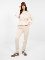 Beżowy dresowy komplet ze ściąganą talią RUE PARIS