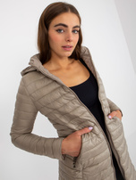 Hurt Ciemnobeżowa dwustronna kurtka przejściowa z pikowaniem