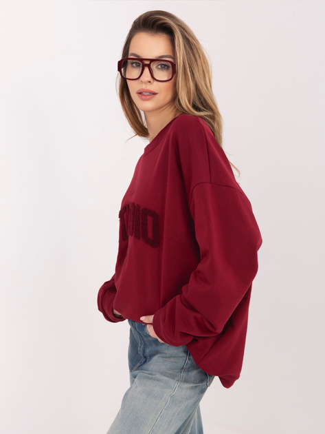 Bordowa damska bluza oversize bez kaptura