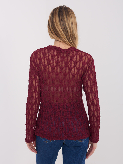 Burgundowa koronkowa bluzka z dekoltem w łódkę