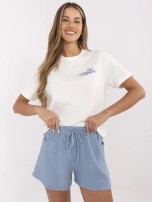 Brudnoniebieskie letnie szorty z muślinu 