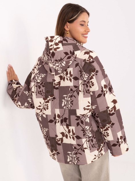 Beżowa przejściowa kurtka oversize z nadrukiem