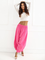 Ciemnoróżowe sztruksowe spodnie alladynki