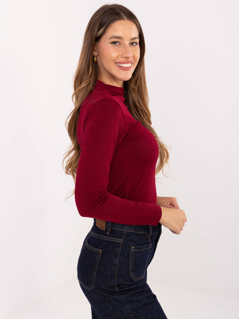 Bordowa bluzka z długim rękawem RUE PARIS