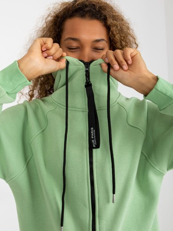 Hurt Jasnozielona długa rozpinana bluza basic z kieszeniami RUE PARIS