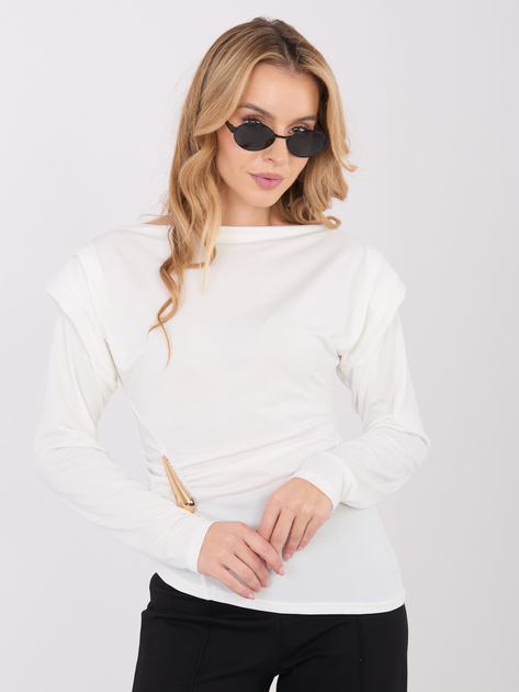Ecru asymetryczna bluzka z dekoltem w łódkę
