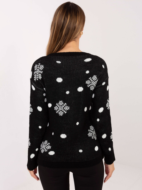 Czarny świąteczny sweter w śnieżynki