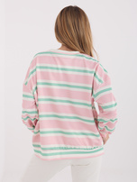 Light pink women's oversized striped sweatshirt.
