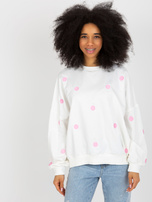 Hurtownia Ecru dresowa bluza bez kaptura w grochy