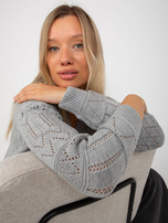 Hurt Szary ażurowy sweter letni z zapięciem na guziki RUE PARIS 